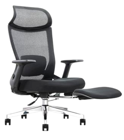 S400 Black Chair With Footrest – Ergonomic Reclining Chair